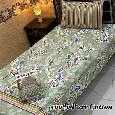 Classic 4 Pcs 100% Pure Cotton Printed Single Bedsheet