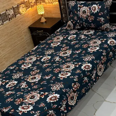 Vibrant 4 Pcs Crystal Cotton Printed Single Bedsheet