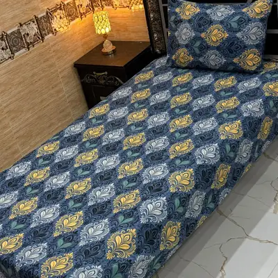 Vibrant 4 Pcs Crystal Cotton Printed Single Bedsheet