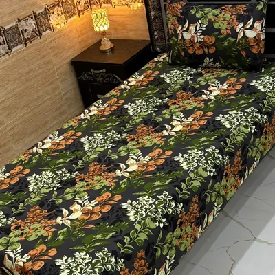 Vibrant 4 Pcs Crystal Cotton Printed Single Bedsheet