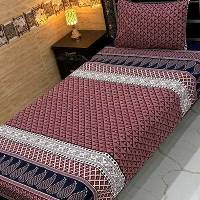 Vibrant 4 Pcs Crystal Cotton Printed Single Bedsheet