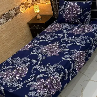 Vibrant 4 Pcs Crystal Cotton Printed Single Bedsheet