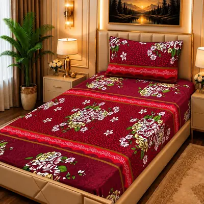 Luxurious 2 Pcs Fleece Printed Single Bedsheet