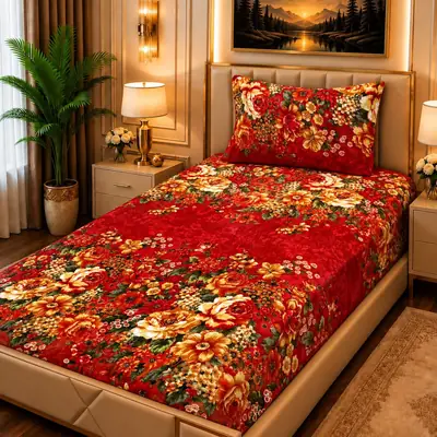 Luxurious 2 Pcs Fleece Printed Single Bedsheet