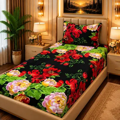Luxurious 2 Pcs Fleece Printed Single Bedsheet