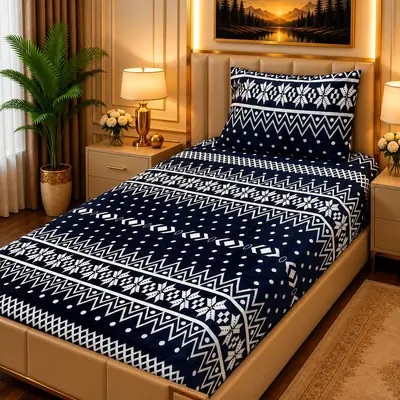 Luxurious 2 Pcs Fleece Printed Single Bedsheet