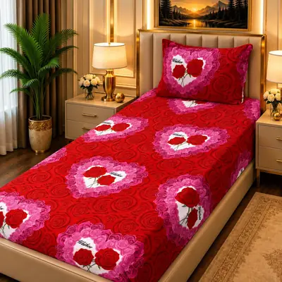 Luxurious 2 Pcs Fleece Printed Single Bedsheet