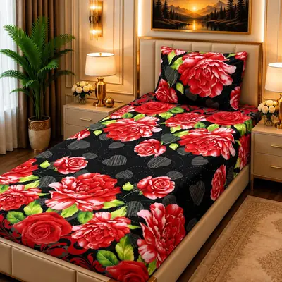 Luxurious 2 Pcs Fleece Printed Single Bedsheet