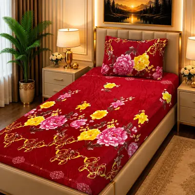 Luxurious 2 Pcs Fleece Printed Single Bedsheet
