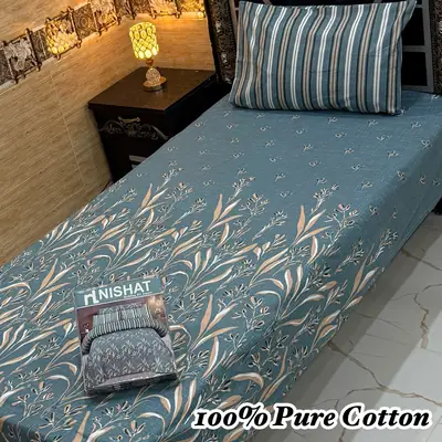 Exclusive 4 Pcs 100% Pure Cotton Printed Single Bedsheet