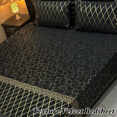 Cozy 3 Pcs Velvet Textured Double Bedsheet