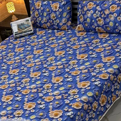 Vibrant 3 Pcs 7D Digital Micro Cotton Printed Double Bedsheet thumbnail 1