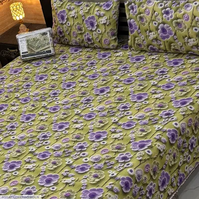 Vibrant 3 Pcs 7D Digital Micro Cotton Printed Double Bedsheet