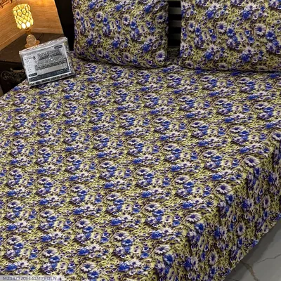 Vibrant 3 Pcs 7D Digital Micro Cotton Printed Double Bedsheet thumbnail 1