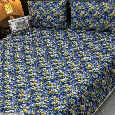 Vibrant 3 Pcs 7D Digital Micro Cotton Printed Double Bedsheet thumbnail 1