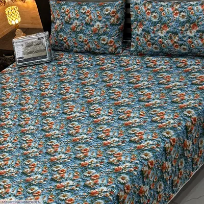 Vibrant 3 Pcs 7D Digital Micro Cotton Printed Double Bedsheet