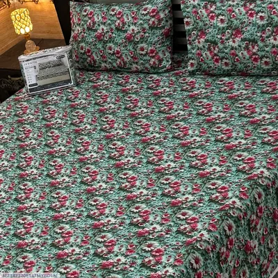 Vibrant 3 Pcs 7D Digital Micro Cotton Printed Double Bedsheet