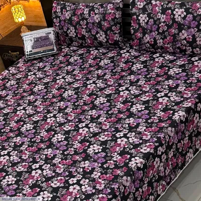 Vibrant 3 Pcs 7D Digital Micro Cotton Printed Double Bedsheet