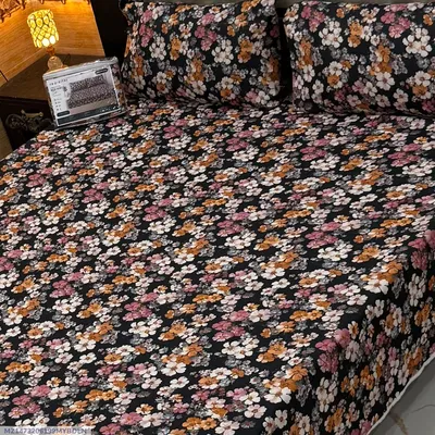 Vibrant 3 Pcs 7D Digital Micro Cotton Printed Double Bedsheet