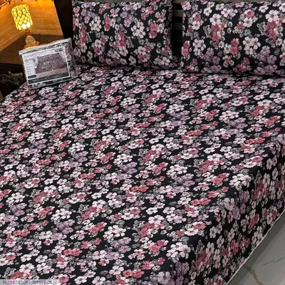 Vibrant 3 Pcs 7D Digital Micro Cotton Printed Double Bedsheet