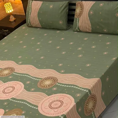 Elegant 3 Pcs Export Cotton Printed Double Bedsheet