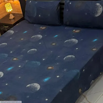 Elegant 3 Pcs Export Cotton Printed Double Bedsheet thumbnail 1