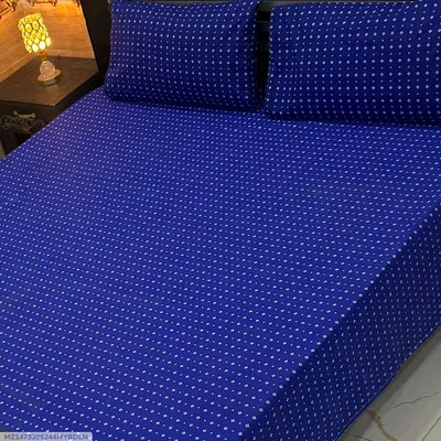 Elegant 3 Pcs Export Cotton Printed Double Bedsheet