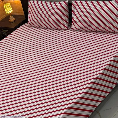 Elegant 3 Pcs Export Cotton Printed Double Bedsheet