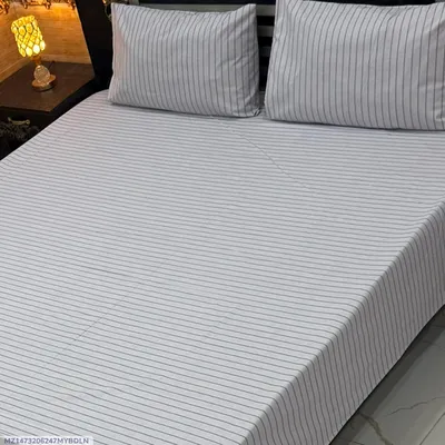 Elegant 3 Pcs Export Cotton Printed Double Bedsheet