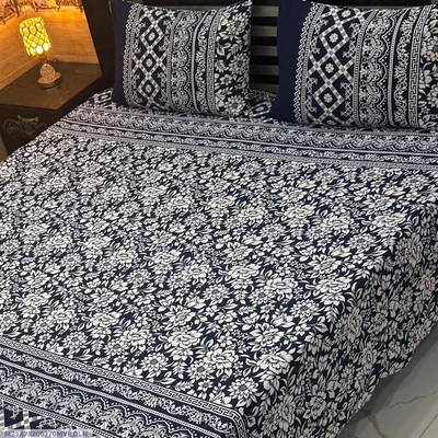 Vibrant 3 Pcs Crystal Cotton Printed Double Bedsheet