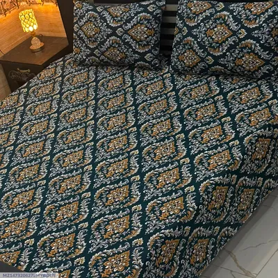 Vibrant 3 Pcs Crystal Cotton Printed Double Bedsheet