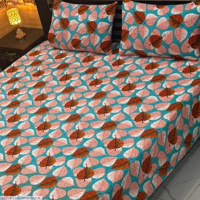 Vibrant 3 Pcs Crystal Cotton Printed Double Bedsheet