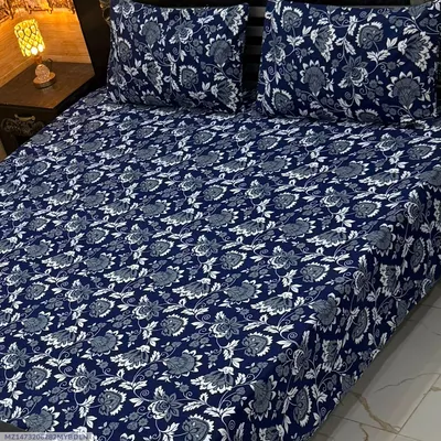 Vibrant 3 Pcs Crystal Cotton Printed Double Bedsheet