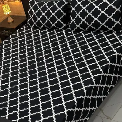 Vibrant 3 Pcs Crystal Cotton Printed Double Bedsheet