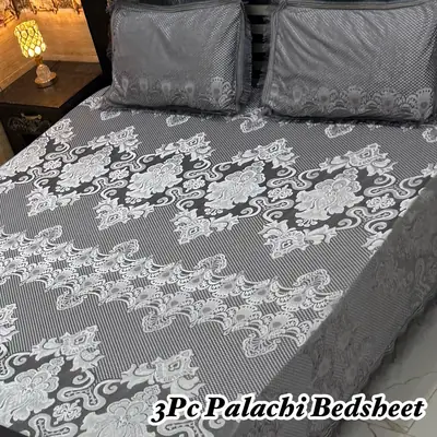 Luxurious 3 Pcs Palachi Embossed Double Bedsheet