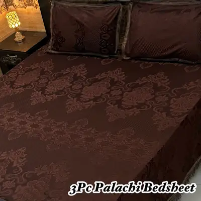 Luxurious 3 Pcs Palachi Embossed Double Bedsheet