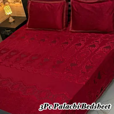 Luxurious 3 Pcs Palachi Embossed Double Bedsheet
