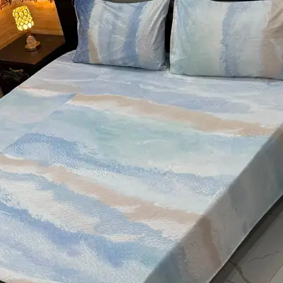 Exclusive 3 Pcs Export Cotton Printed Double Bedsheet