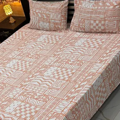 Exclusive 3 Pcs Export Cotton Printed Double Bedsheet