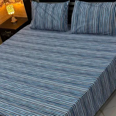 Elegant 3 Pcs Export Cotton Printed Double Bedsheet