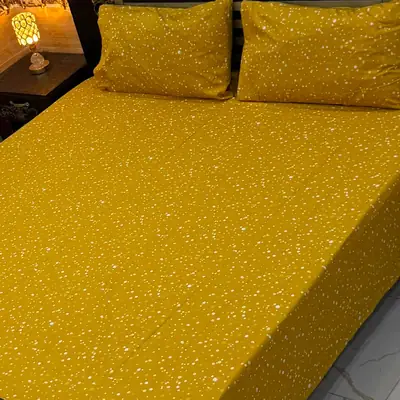 Elegant 3 Pcs Export Cotton Printed Double Bedsheet