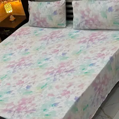 Elegant 3 Pcs Export Cotton Printed Double Bedsheet