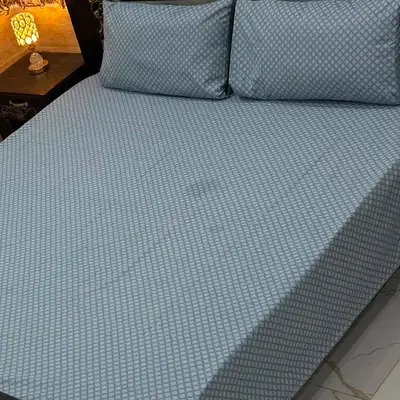 Elegant 3 Pcs Export Cotton Printed Double Bedsheet