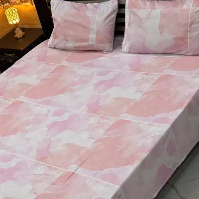 Elegant 3 Pcs Export Cotton Printed Double Bedsheet
