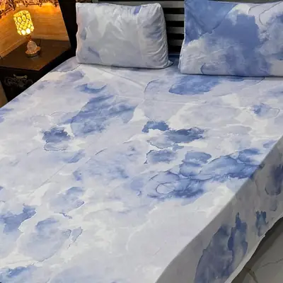 Elegant 3 Pcs Export Cotton Printed Double Bedsheet