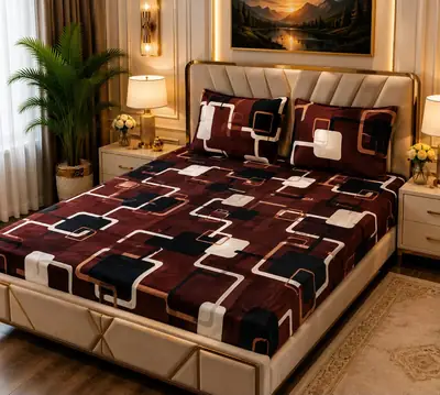 Stylish 3 Pcs Fleece Printed Double Bedsheet