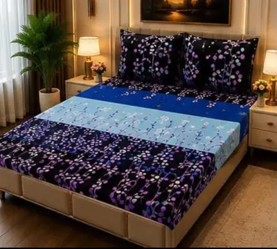 Stylish 3 Pcs Fleece Printed Double Bedsheet