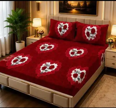 Stylish 3 Pcs Fleece Printed Double Bedsheet