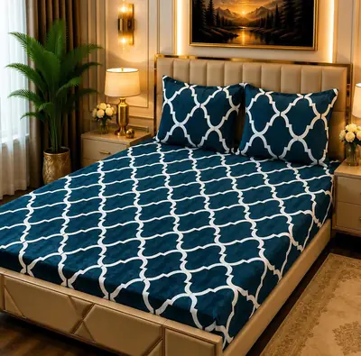Stylish 3 Pcs Fleece Printed Double Bedsheet