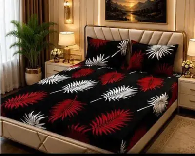 Stylish 3 Pcs Fleece Printed Double Bedsheet